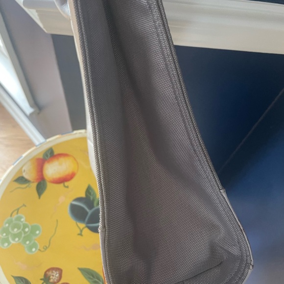 Tory Burch Light Gray logo Canvas Tote Bag authentic EUC!! Neutral - Picture 2 of 16